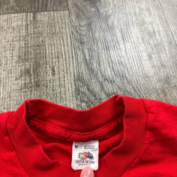 Vintage 80s Blank Tee Single Stitch Pocket Selvedge T Shirt Red - Picture 4 of 7